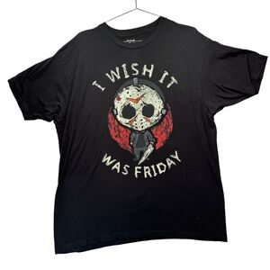Friday the 13th Jason I Wish It Was Friday Graphic Tee Halloween Horror Novelty